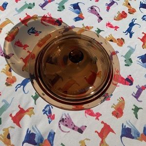 Vintage Pyrex Vision bowl with lid, 1 QT or 1L tan color